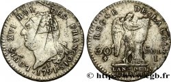 LOUIS XVI 30 sols dit au génie , type FRANÇOIS 1791 Limoges