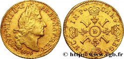 LOUIS XIV LE GRAND OU LE ROI SOLEIL Louis d or aux quatre L 1696 Lyon