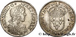 LOUIS XIV LE GRAND OU LE ROI SOLEIL Demi-écu à la mèche longue 1650 Saint-Lô
