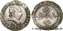 HENRI III Demi-franc au col plat 1587 Rouen