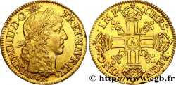 LOUIS XIV  THE SUN KING  Louis d or aux huit L, portrait apollinien 1668 Paris AU