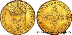 LOUIS XIII  Écu d or au soleil, à la croix anillée fleurdelisée 1642 Paris, Monnaie du Louvre AU