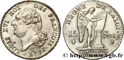 LOUIS XVI 15 sols dit  au génie , type FRANÇOIS 1791 Limoges MS/AU
