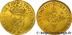 LOUIS XIII  Écu d or au soleil, à la croix anillée fleurdelisée 1633 Paris AU