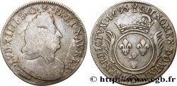 LOUIS XIV  THE SUN KING  Écu aux palmes 1695 Caen VF/VF