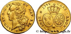 LOUIS XV  THE WELL-BELOVED  Double louis d’or aux écus ovales, tête ceinte d’un bandeau 1745 Strasbourg AU/AU