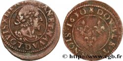 LOUIS XIII LE JUSTE Double tournois, type 7 de Lyon, buste viril barbu et drapé 1630 Lyon