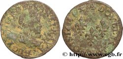 LOUIS XIII Double tournois, grand buste enfantin, drapé à large fraise 1614 Aix-en-Provence