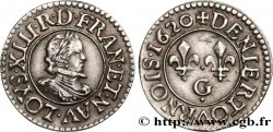 LOUIS XIII  Denier tournois, type 1 de Poitiers, buste A 1620 Poitiers AU