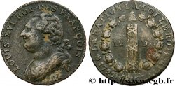LOUIS XVI (MONARQUE CONSTITUTIONNEL) 12 deniers dit au faisceau , type FRANÇOIS 1792 La Rochelle