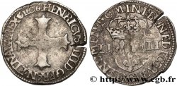 HENRY IV Quart d écu, croix batonnée et couronnée de face 1606 Saint-Lô