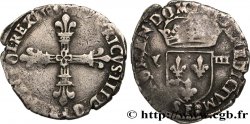 HENRI III Huitième d écu, croix de face n.d. Angers