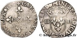 CHARLES X, CARDINAL DE BOURBON Quart d écu, croix de face 1597 Dinan