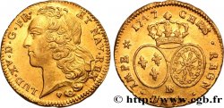 LOUIS XV DIT LE BIEN AIMÉ Double louis d’or aux écus ovales, tête ceinte d’un bandeau 1747 Strasbourg