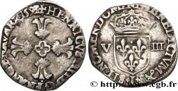HENRI IV LE GRAND Huitième d écu, croix feuillue de face 1593 Bayonne TB+