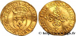 LOUIS XIII  Écu d or au soleil, à la croix anillée fleurdelisée 1616 Rouen AU