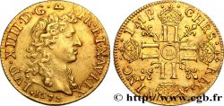 LOUIS XIV  THE SUN KING  Louis d or aux huit L, portrait à la tête nue 1672 Lyon AU