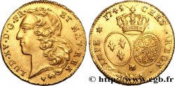 LOUIS XV  THE WELL-BELOVED  Double louis d’or aux écus ovales, tête ceinte d’un bandeau 1745 Strasbourg AU/AU
