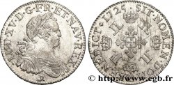 LOUIS XV  THE WELL-BELOVED  Demi-écu à la croix fleurdelisée couronnée et aux huit L 1725 Rouen AU