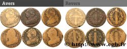 LOUIS XVI (MONARQUE CONSTITUTIONNEL) Lot de six pièces de 2 sols dit au faisceau , type FRANÇOIS et FRANÇAIS n.d. s.l.