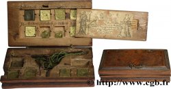 MONETARY WEIGHT BOXE - GERMANY - XVIII th Boîte avec trébuchet et 13 poids s.d.  XF