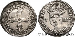 LOUIS XIII  Huitième d écu, à la croix fleurdelisée, titulature côté croix 1615 Saint-Lô AU