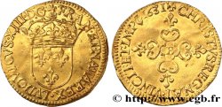 LOUIS XIII LE JUSTE Écu d or au soleil, à la croix anillée fleurdelisée 1631 Rouen