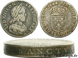 LOUIS XIV LE GRAND OU LE ROI SOLEIL Quart d écu, portrait à la mèche courte 1644 Paris, Monnaie du Louvre
