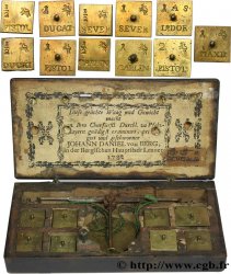 MONETARY WEIGHT BOXE - GERMANY - XVIII th Boîte avec trébuchet et 11 poids 1782  XF