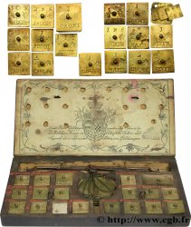 MONETARY WEIGHT BOXE - GERMANY - XVIII th Boîte avec trébuchet, 17 poids et 4 lamelles n.d.