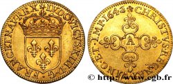 LOUIS XIII LE JUSTE Écu d or au soleil, à la croix anillée fleurdelisée 1642 Paris, Monnaie du Louvre