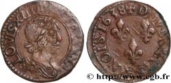 LOUIS XIII Double tournois, type 12 1638 Tours