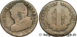 LOUIS XVI 2 sols dit au faisceau , type FRANÇOIS 1793 Perpignan