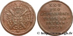 FLANDRE - SIÈGE DE LILLE Vingt sols, monnaie obsidionale 1708 Lille