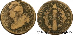 LOUIS XVI (MONARQUE CONSTITUTIONNEL) 2 sols dit au faisceau , type FRANÇAIS 1792 Strasbourg