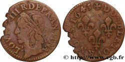 LOUIS XIII LE JUSTE Double tournois, type de Warin 1643 s.l.