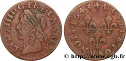 LOUIS XIII LE JUSTE Double tournois, type de Warin 1643