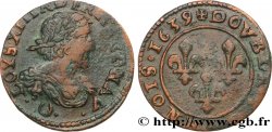 LOUIS XIII Double tournois au grand buste viril drapé 1639 Ateliers de l’axe Loire-Rhône