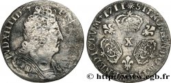 LOUIS XIV THE SUN KING Écu aux trois couronnes 1711 Amiens