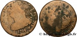LOUIS XVI (MONARQUE CONSTITUTIONNEL) 2 sols dit au faisceau , type FRANÇOIS 1792 Lille