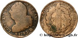 LOUIS XVI 2 sols dit au faisceau , type FRANÇAIS 1793 Strasbourg