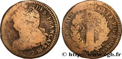 LOUIS XVI (MONARQUE CONSTITUTIONNEL) 2 sols dit au faisceau , type FRANÇAIS 1792 Strasbourg