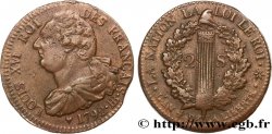 LOUIS XVI (MONARQUE CONSTITUTIONNEL) 2 sols dit au faisceau , type FRANÇAIS 1792 Strasbourg