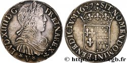LOUIS XIV LE GRAND OU LE ROI SOLEIL Demi-écu de Navarre, portrait à la mèche longue 1657 Saint-Palais TTB+