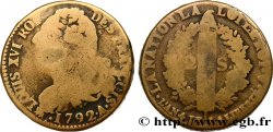 LOUIS XVI (MONARQUE CONSTITUTIONNEL) 2 sols dit au faisceau , type FRANÇOIS 1792 Paris