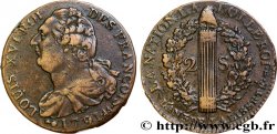 LOUIS XVI 2 sols dit au faisceau , type FRANÇOIS 1791 Metz