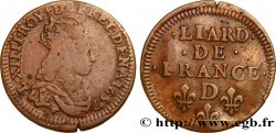 LOUIS XIV LE GRAND OU LE ROI SOLEIL Liard de cuivre, 2e type 1657 Vimy-en-Lyonnais (actuellement Neuville-sur-Saône)