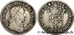 LOUIS XIII Douzième d écu, 3e type, 2e poinçon de Warin 1643 Lyon