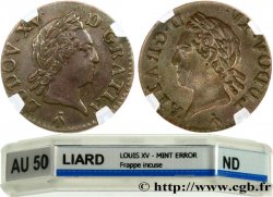 LOUIS XV DIT LE BIEN AIMÉ Liard dit  à la vieille tête , frappe incuse n.d. Toulouse TTB50
