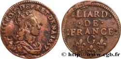 LOUIS XIV  THE SUN KING  Liard de cuivre, 2e type 1657 Lusignan